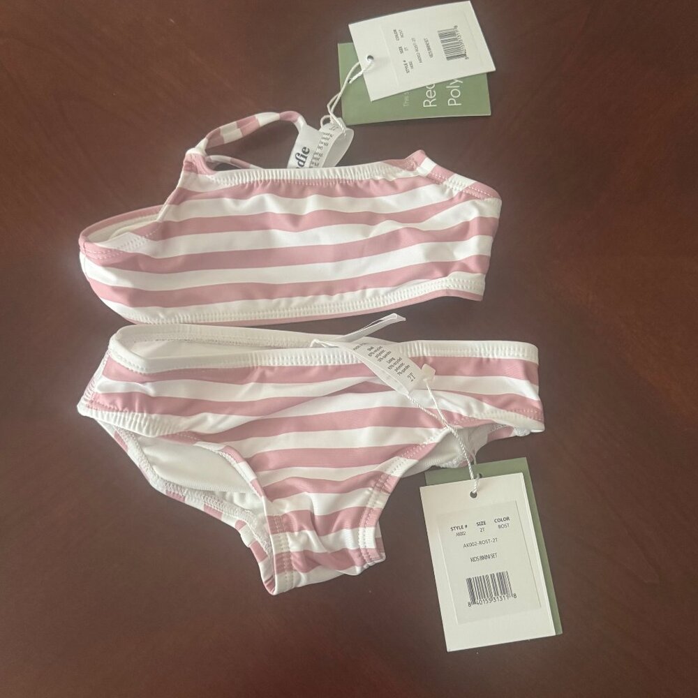 Andie Kids Toddler Girl AK002 Rose Stripe Bikini Swim Set Size 2T
